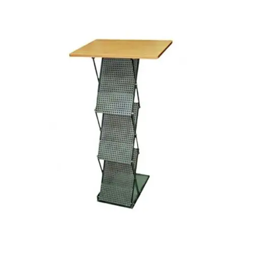 Porte-brochures avec tablette en bois