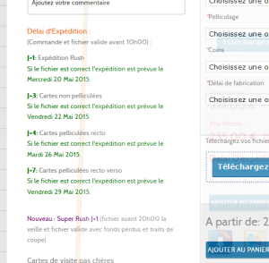 Nos délais de livraison sont calculés en jours ouvrés (travaillés). Vous pouvez désormais connaître les délais de livraison. En effet, sur chaque produit, vous choisissez le délai qui vous correspond.